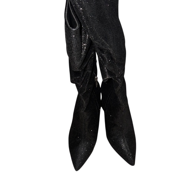 Cape Robbin Slouched Glitter Accent Black Knee-High Boots Size 7.5 - Picture 7 of 9